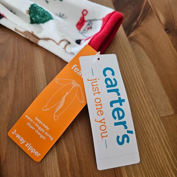 Carter's Just One You - Baby Santa Christmas Fleece Footed Pajama  9M - Picture 3 of 8